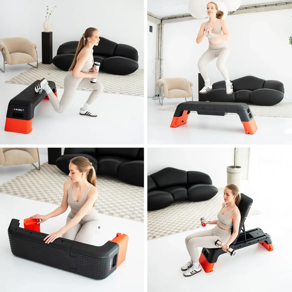AS009 PRO STEP DO AEROBIKU REGULOWANY Z FUNKCJĄ ŁAWKI COMMERCIAL HMS