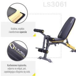 Ławka treningowa 4w1 z modlitewnikiem i prasą HMS Premium LS3061