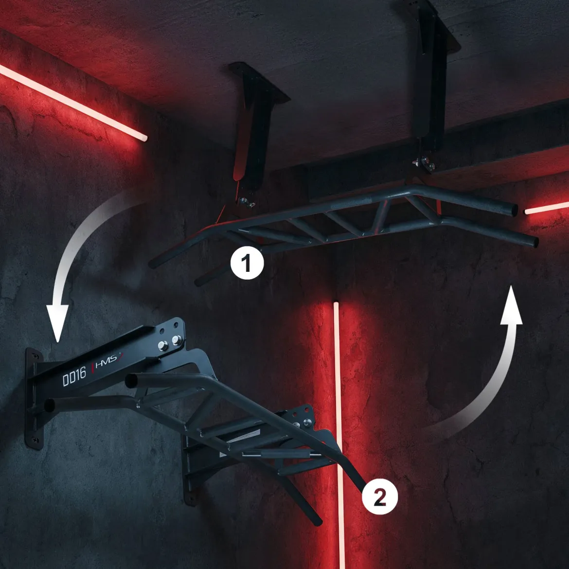 DRĄŻEK DO PODCIĄGANIA – MONTAŻ DO ŚCIANY LUB SUFITU DD16 HMS FITNESS