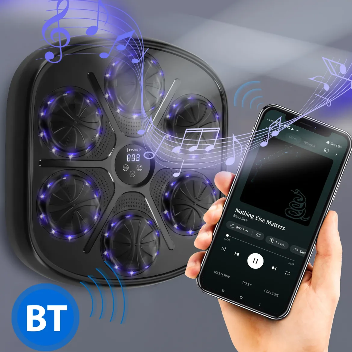 Elektroniczna tarcza bokserska HMS TB03 Bluetooth z muzyką i rękawicami