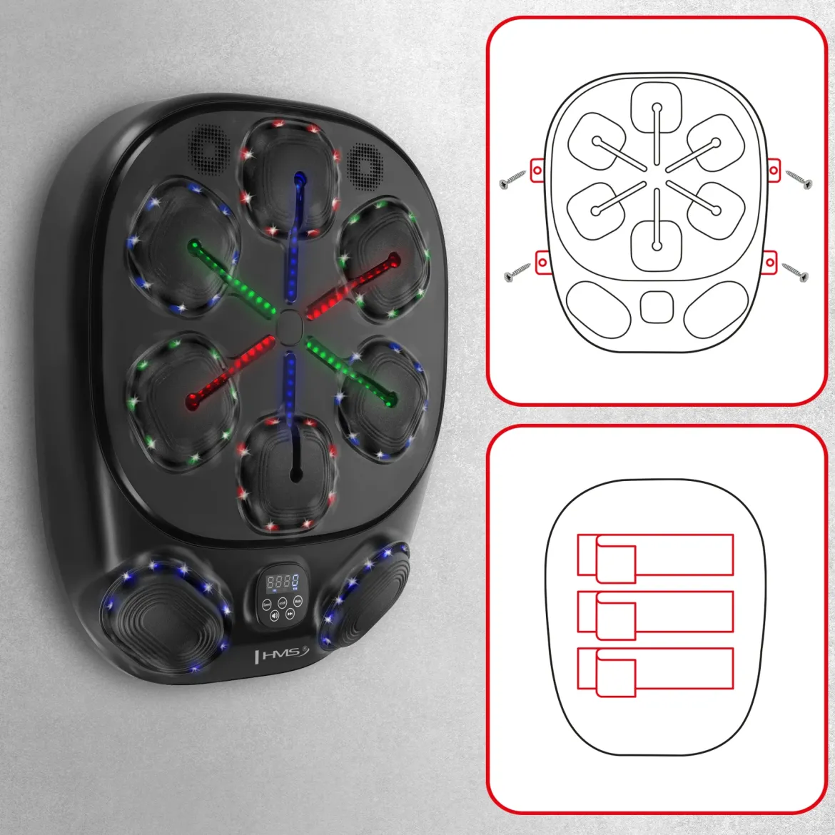 Elektroniczna tarcza bokserska LED z Bluetooth i rękawicami HMS TB10