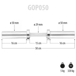 GOP050 GRYF KRÓTKI OLIMPIJSKI 5KG 50CM HMS