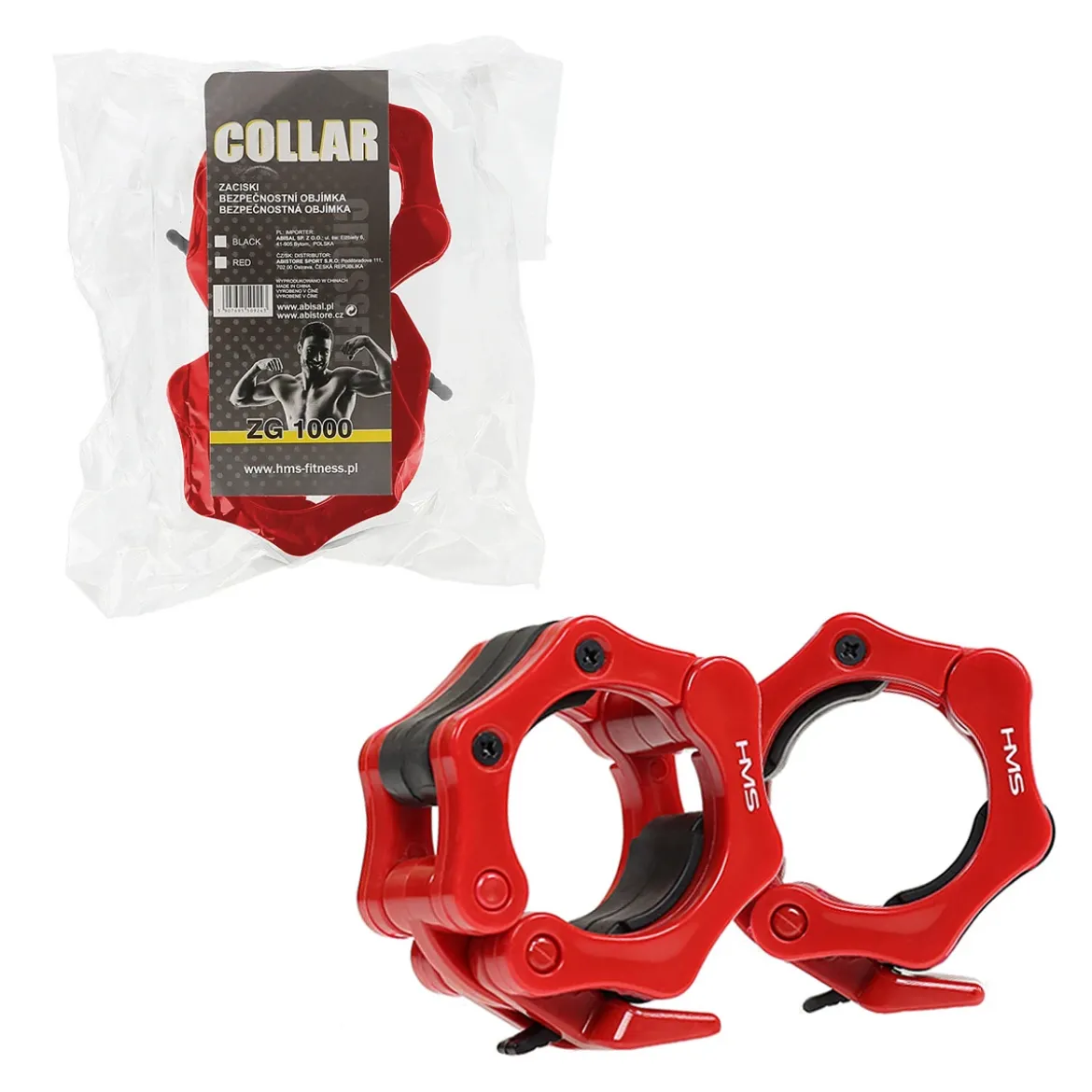 GOP220 PRO GRYF OLIMPIJSKI HMS PREMIUM Z ZACISKAMI LOCK JAW RED