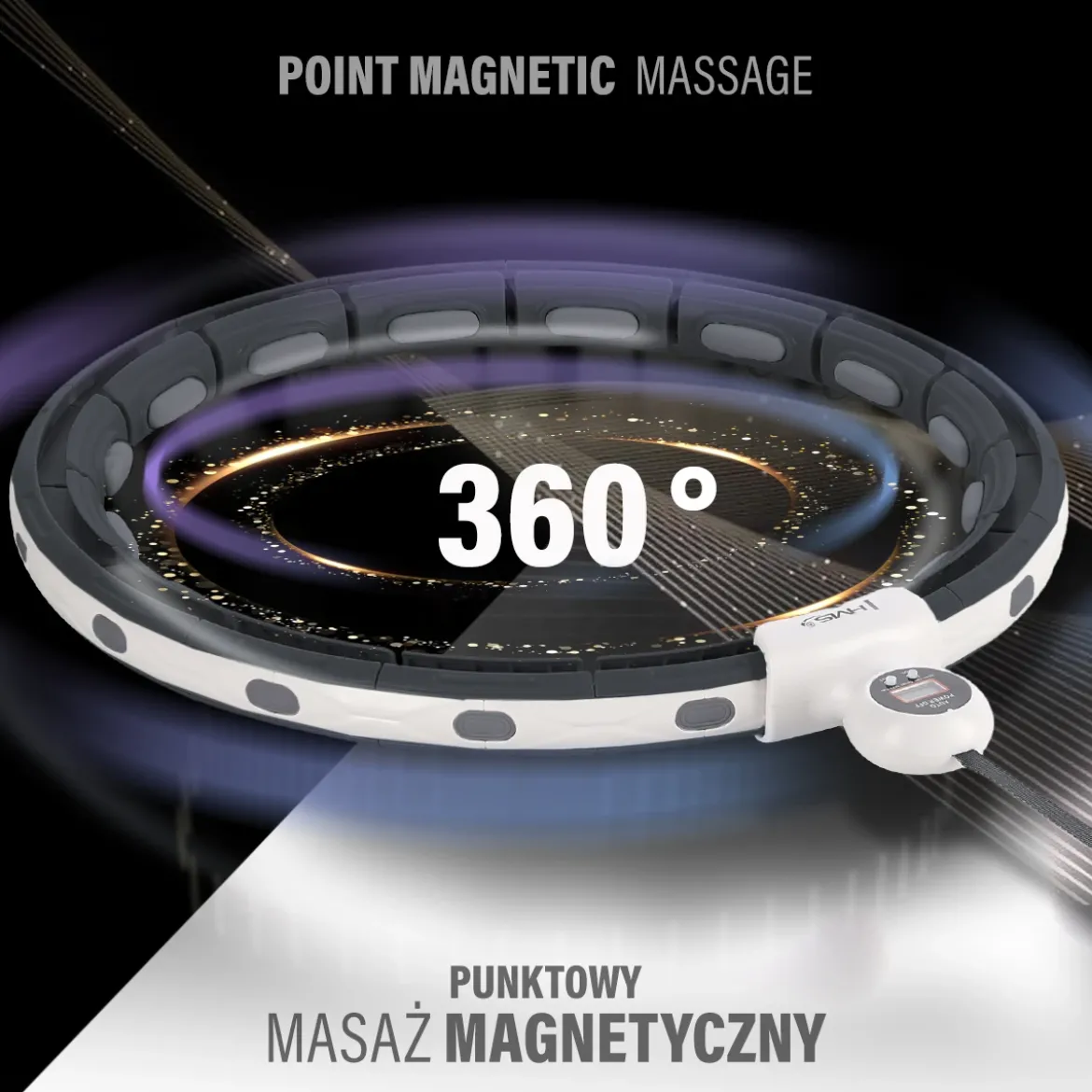 HHM15 HULA HOP BLACK Z MAGNESEM I OBCIĄŻNIKIEM + LICZNIK HMS