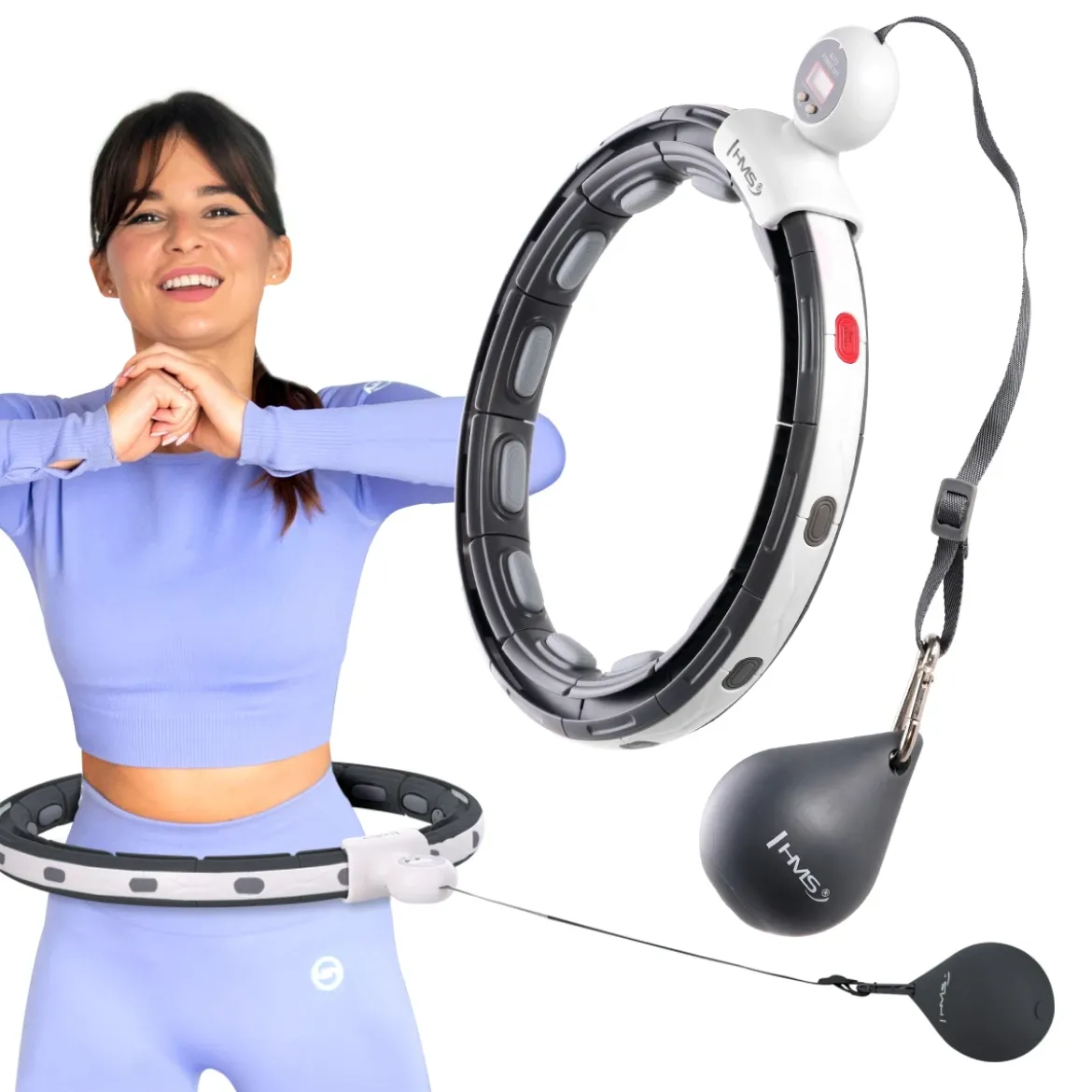 HHM15 HULA HOP BLACK Z MAGNESEM I OBCIĄŻNIKIEM + LICZNIK HMS