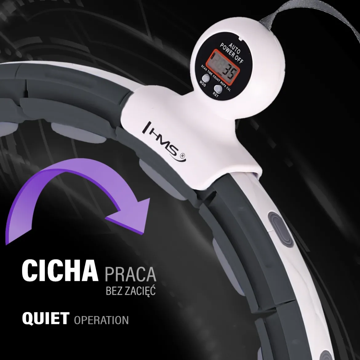 HHM15 HULA HOP BLACK Z MAGNESEM I OBCIĄŻNIKIEM + LICZNIK HMS