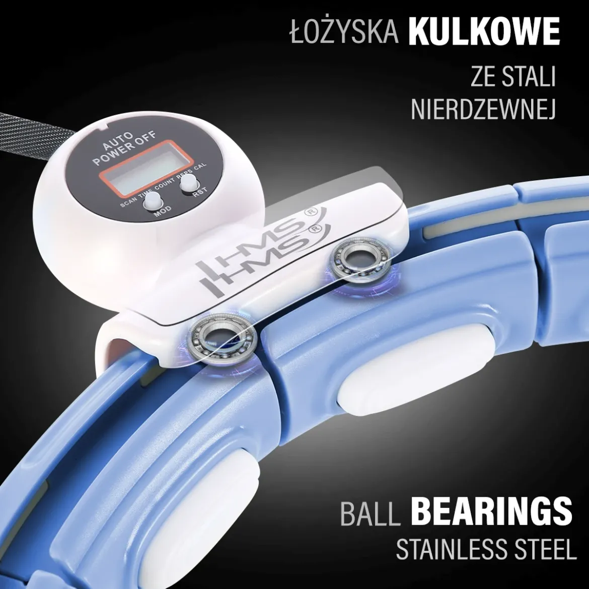 HHM15 HULA HOP BLUE Z MAGNESEM I OBCIĄŻNIKIEM + LICZNIK HMS