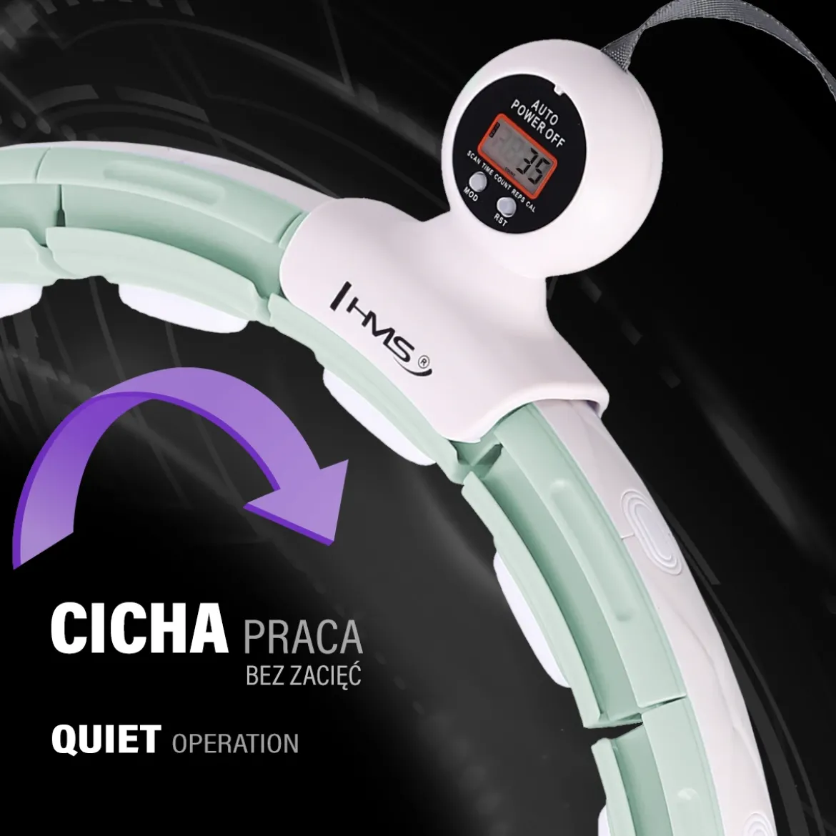 HHM15 HULA HOP GREEN Z MAGNESEM I OBCIĄŻNIKIEM + LICZNIK HMS