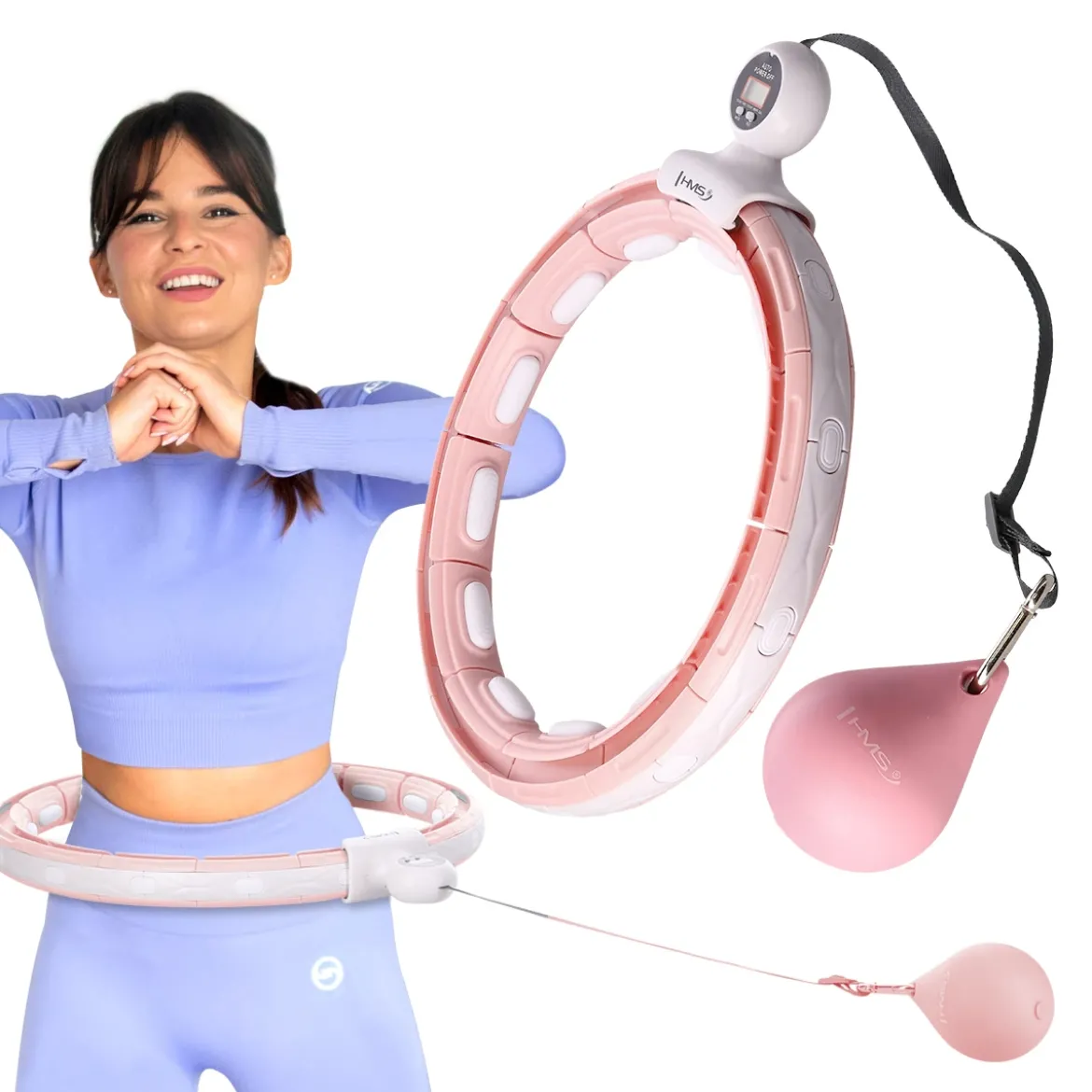 HHM15 HULA HOP PINK Z MAGNESEM I OBCIĄŻNIKIEM + LICZNIK HMS