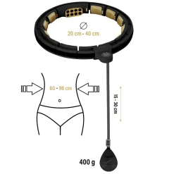 HHM13 NEW HULA HOP BLACK/GOLD Z MAGNESAMI I OBCIĄŻNIKIEM + LICZNIK HMS