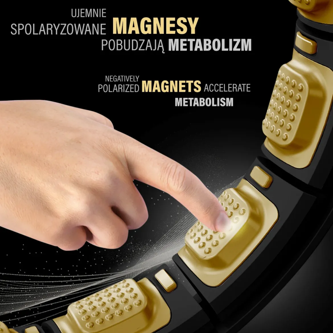 HHM13 NEW HULA HOP BLACK/GOLD Z MAGNESAMI I OBCIĄŻNIKIEM + LICZNIK HMS