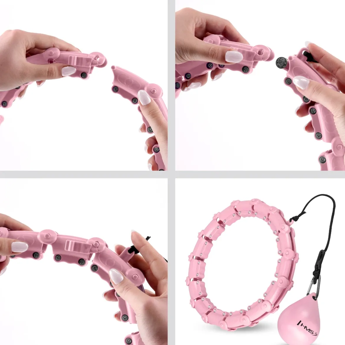 HHW11 PLUS SIZE HULA HOP LIGHT PINK Z WYPUSTKAMI I OBCIĄŻNIKIEM HMS