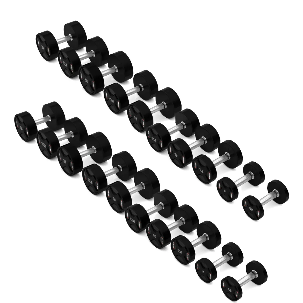 HPC SET ZESTAW HANTLI POLIURETANOWYCH 2 x 2.5 - 25 KG CPU (275 KG) HMS