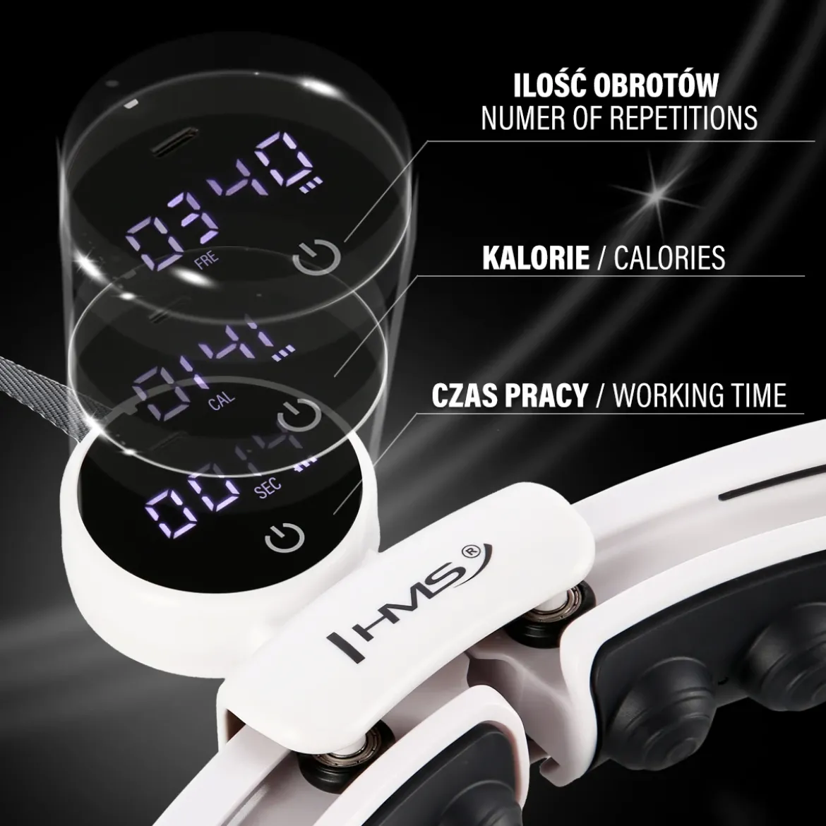 Hula hop magnetyczne HMS HHM16 z obciążeniem i licznikiem LCD