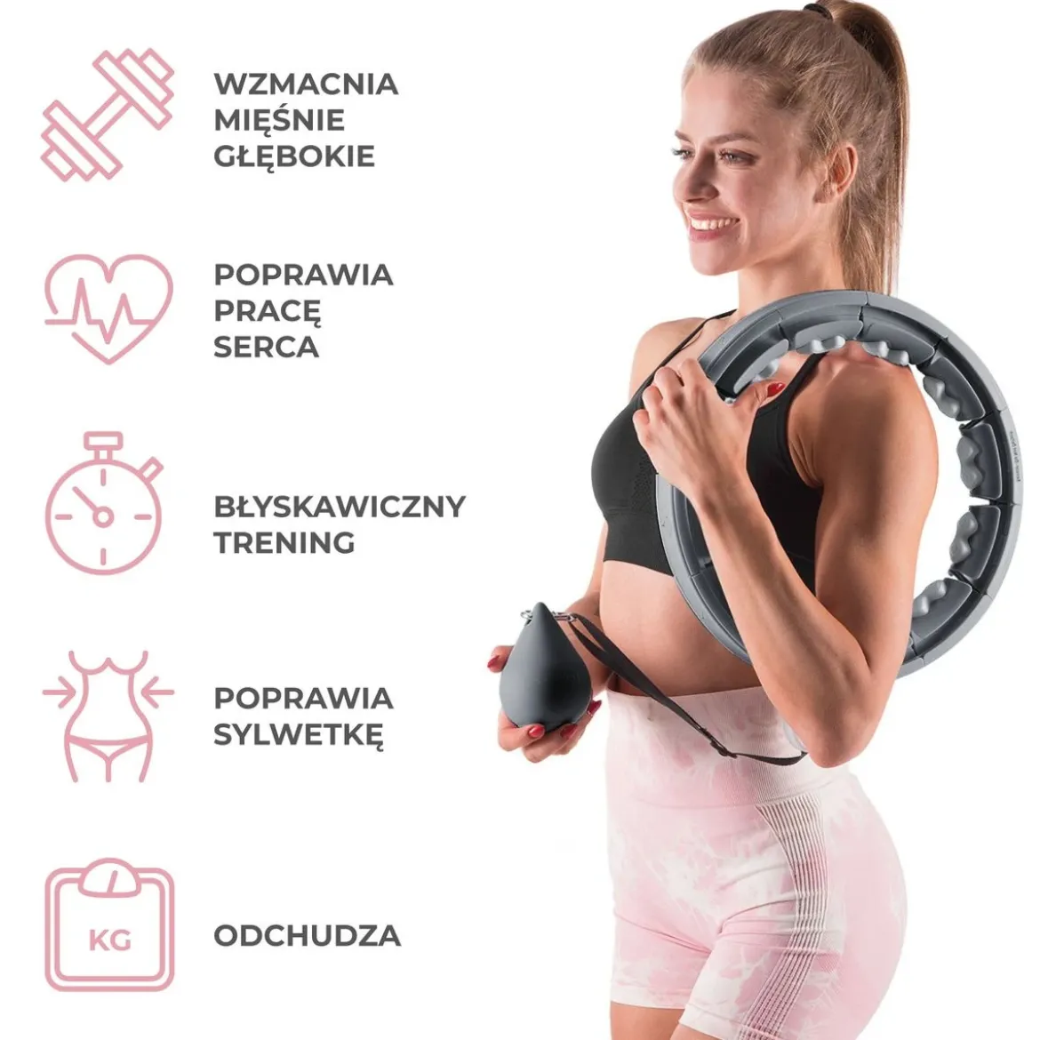 Hula hop regulowane HMS HHW06 z obciążeniem i licznikiem LCD