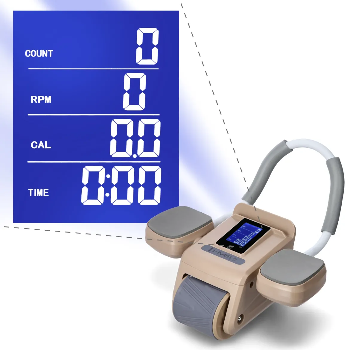 KA08 BROWN ABS AUTOMATYCZNE KOŁO DO ĆWICZEŃ MIĘŚNI BRZUCHA Z WYŚWIETLACZEM LCD I ŁADOWANIEM HMS