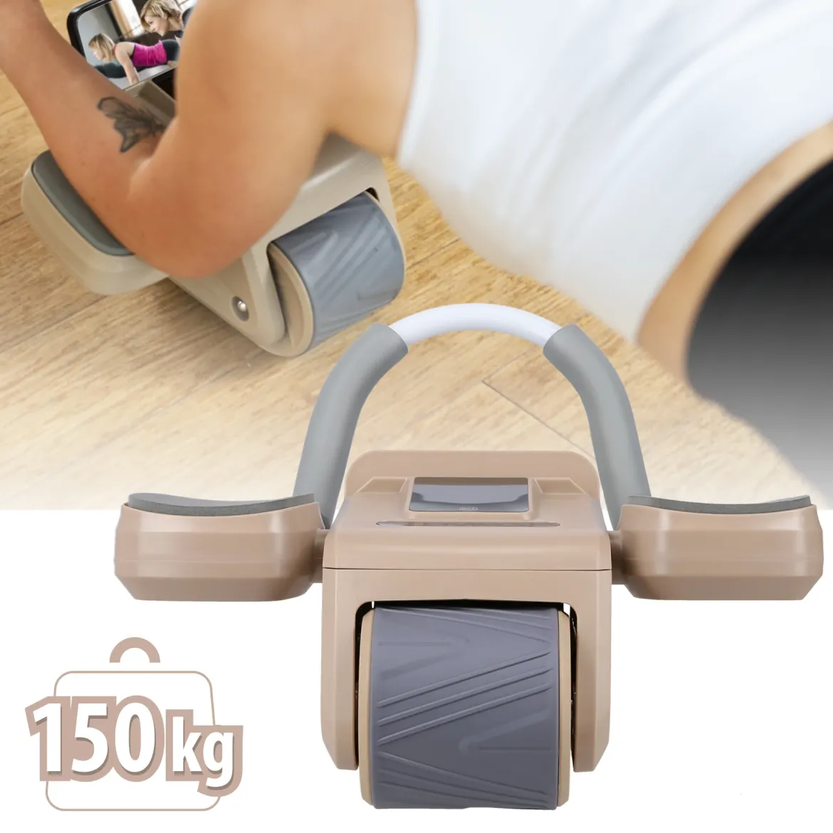 KA08 BROWN ABS AUTOMATYCZNE KOŁO DO ĆWICZEŃ MIĘŚNI BRZUCHA Z WYŚWIETLACZEM LCD I ŁADOWANIEM HMS