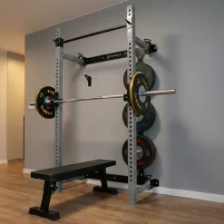 KLATKA TRENINGOWA ŚCIENNA ROZSUWANA Z ŁAWKĄ SZARA KLT34 HMS FITNESS