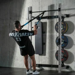 KLATKA TRENINGOWA ŚCIENNA ROZSUWANA Z ŁAWKĄ SZARA KLT34 HMS FITNESS