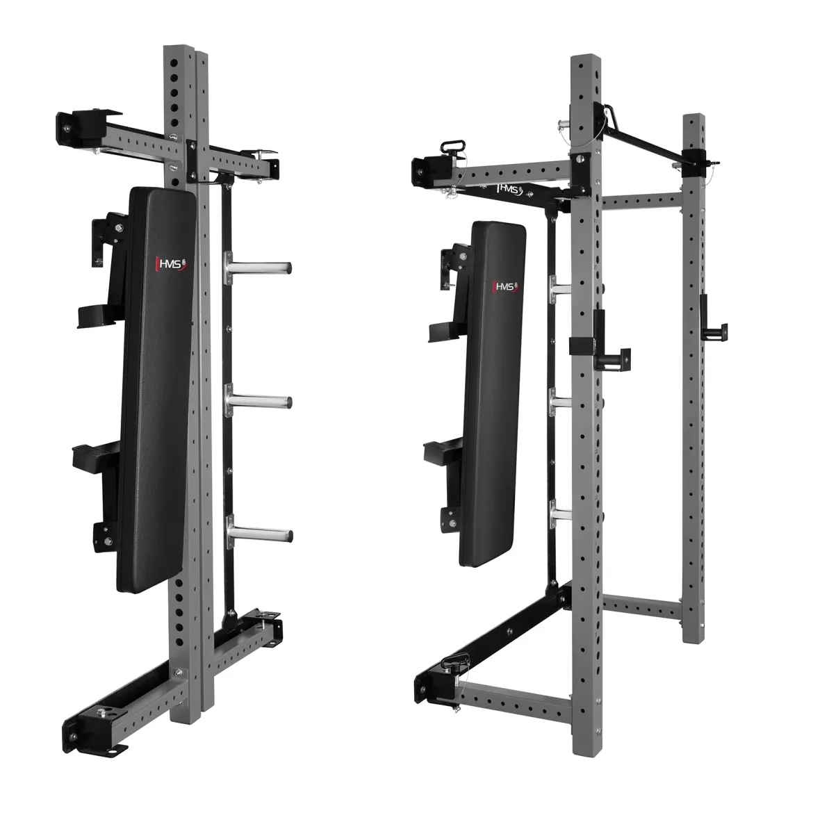 KLATKA TRENINGOWA ŚCIENNA ROZSUWANA Z ŁAWKĄ SZARA KLT34 HMS FITNESS