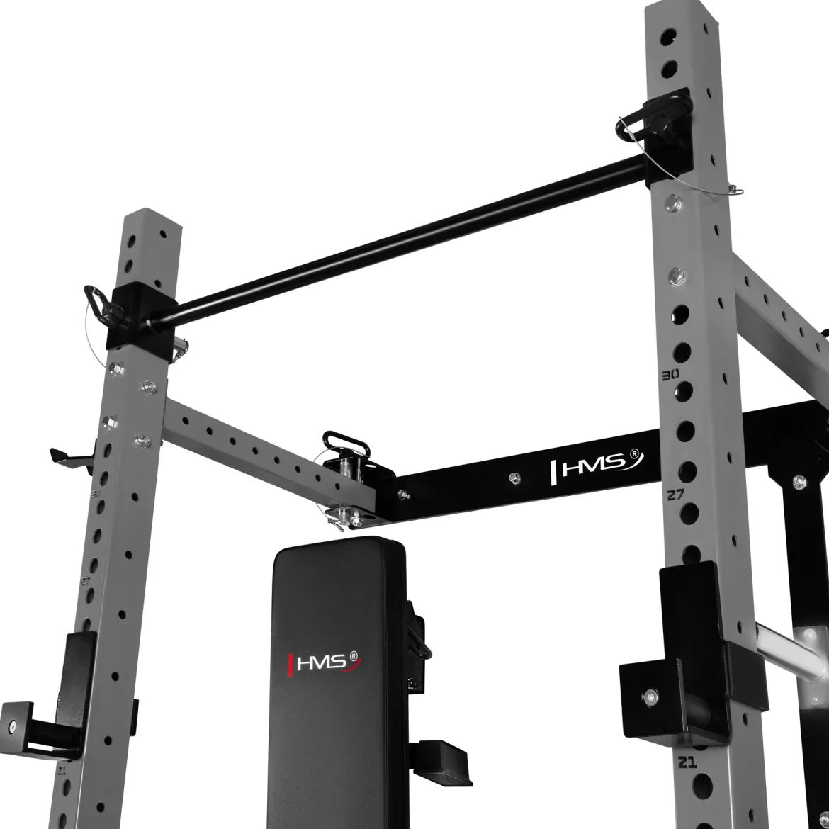KLATKA TRENINGOWA ŚCIENNA ROZSUWANA Z ŁAWKĄ SZARA KLT34 HMS FITNESS