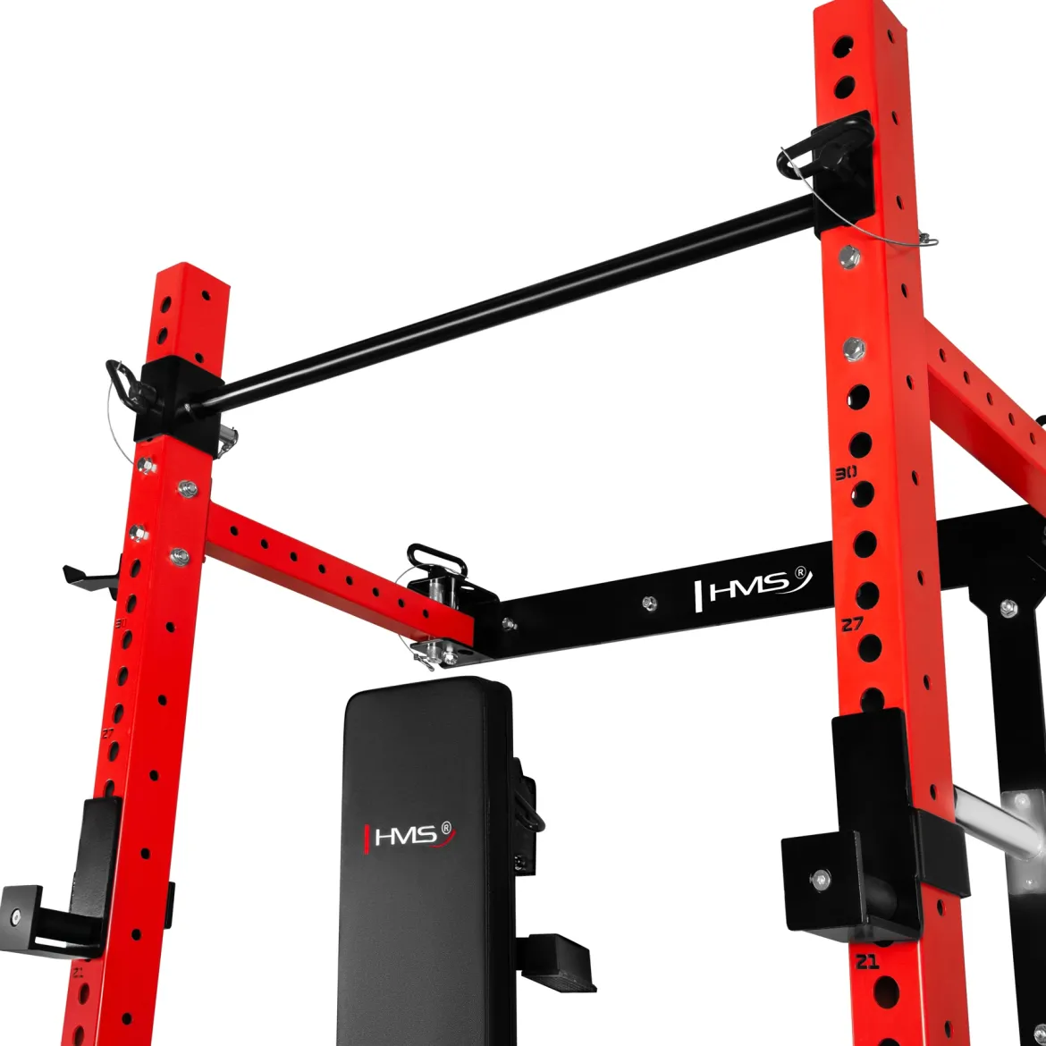 KLATKA TRENINGOWA ŚCIENNA ROZSUWANA Z ŁAWKĄ CZERWONA KLT34 HMS FITNESS