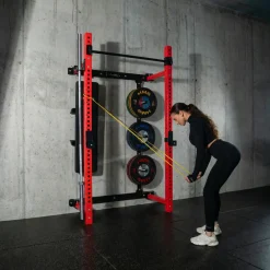 KLATKA TRENINGOWA ŚCIENNA ROZSUWANA Z ŁAWKĄ CZERWONA KLT34 HMS FITNESS