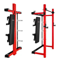 KLATKA TRENINGOWA ŚCIENNA ROZSUWANA Z ŁAWKĄ CZERWONA KLT34 HMS FITNESS