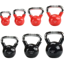 KTC KETTLEBELL ŻELIWNY POKRYTY WINYLEM Z CHROMOWANYM UCHWYTEM HMS