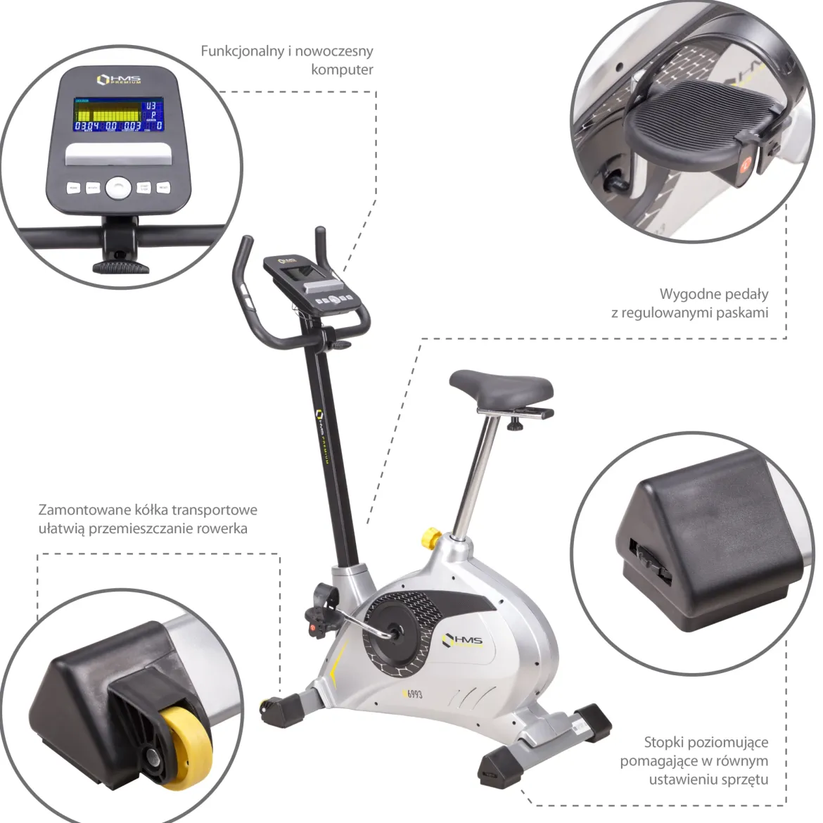 M6993 ROWER STACJONARNY MAGNETYCZNY PROGRAMOWANY HMS PREMIUM