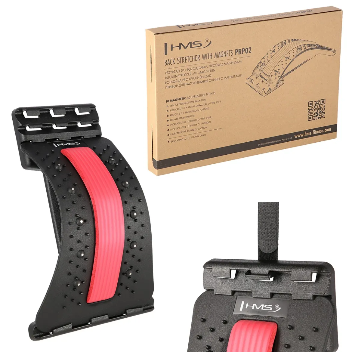 PRP02 RED PRZYRZĄD DO ROZCIĄGANIA PLECÓW Z MAGNESAMI HMS