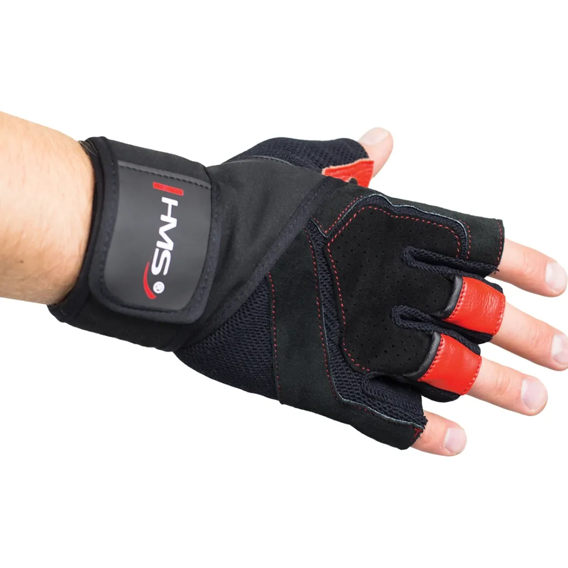 RST01 BLACK/RED RĘKAWICE NA SIŁOWNIĘ HMS