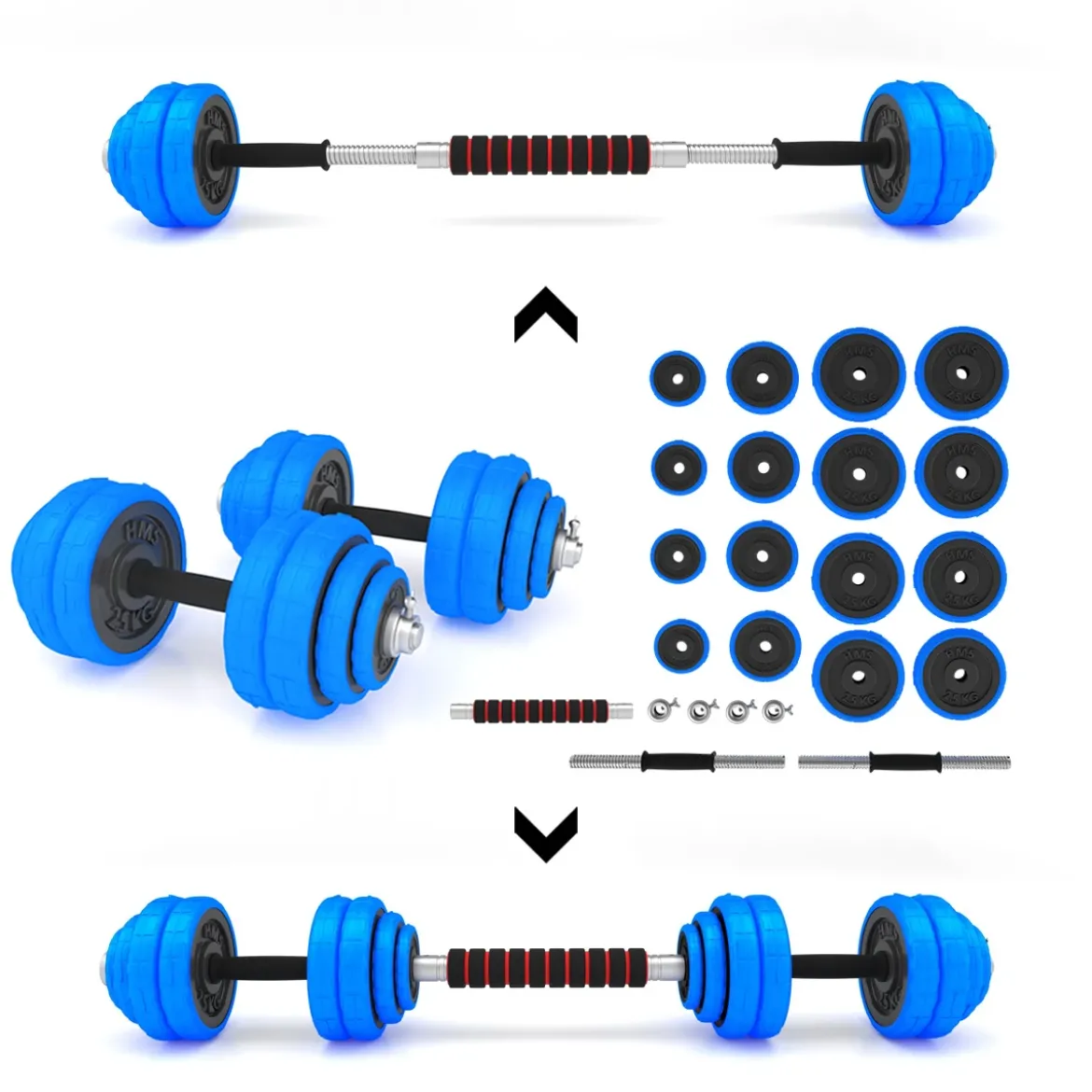 SGG30 BAR SZTANGIELKI REGULOWANE GUMOWANE 30KG HMS