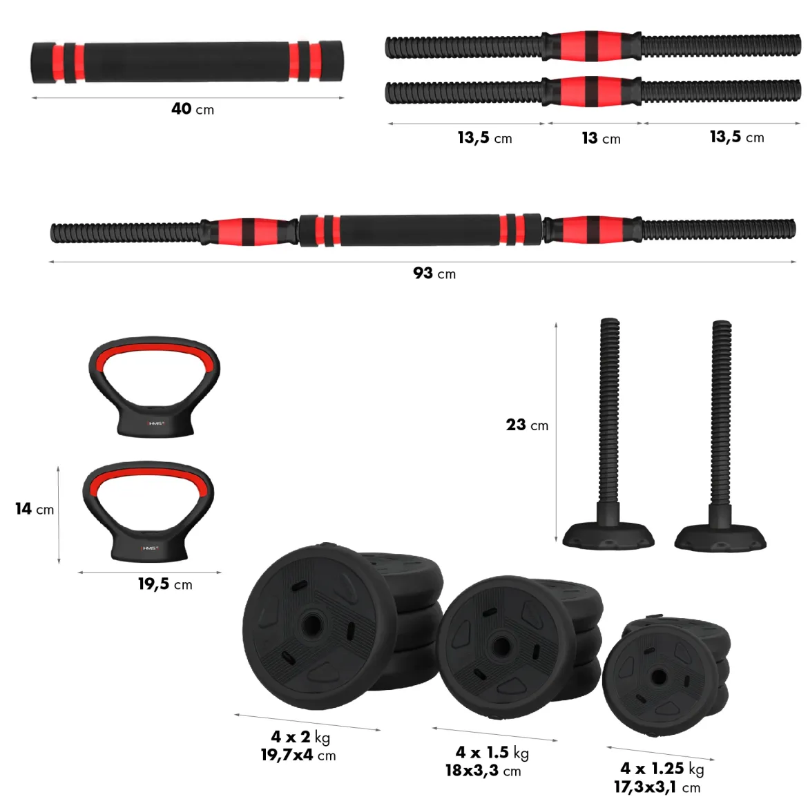 SGN120 PRO SET 6W1 ZESTAW CIĘŻARÓW 20KG HMS