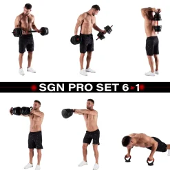 SGN130 PRO SET 6W1 ZESTAW CIĘŻARÓW 30KG HMS