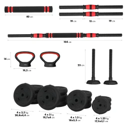 SGN130 PRO SET 6W1 ZESTAW CIĘŻARÓW 30KG HMS