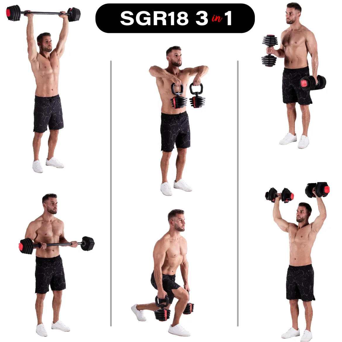 SGR18 PRO SET 3W1 ZESTAW REGULOWANYCH SZTANGIELEK 41 KG HMS