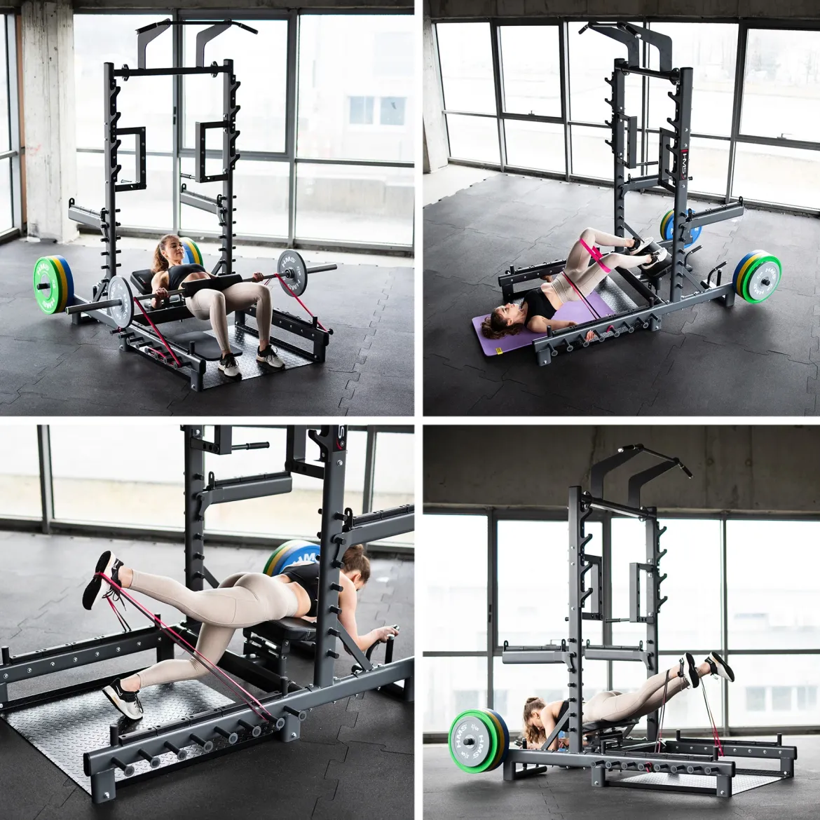 SMP01 STOJAK MULTIFUNKCYJNY Z PLATFORMĄ DO PODNOSZENIA CIĘŻARÓW I HIP THRUST COMMERCIAL HMS