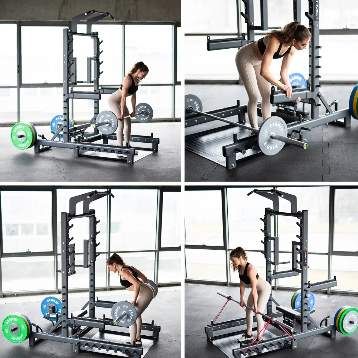 SMP01 STOJAK MULTIFUNKCYJNY Z PLATFORMĄ DO PODNOSZENIA CIĘŻARÓW I HIP THRUST COMMERCIAL HMS