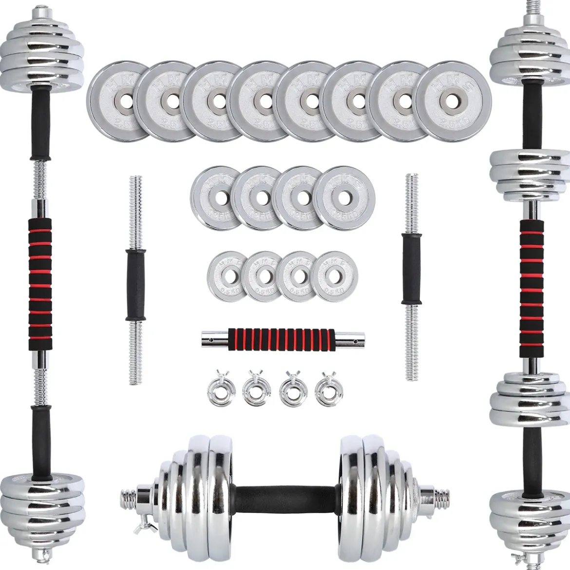 STC30 SZTANGIELKI REGULOWANE W WALIZCE CHROMOWANE 30KG HMS