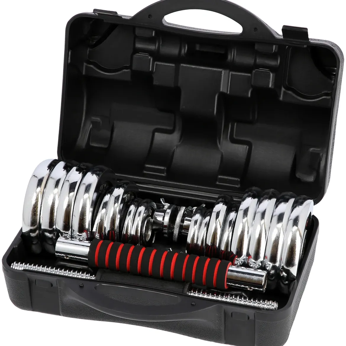STC30 SZTANGIELKI REGULOWANE W WALIZCE CHROMOWANE 30KG HMS