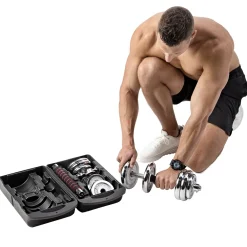 STC21 SZTANGIELKI REGULOWANE W WALIZCE CHROMOWANE 20KG HMS