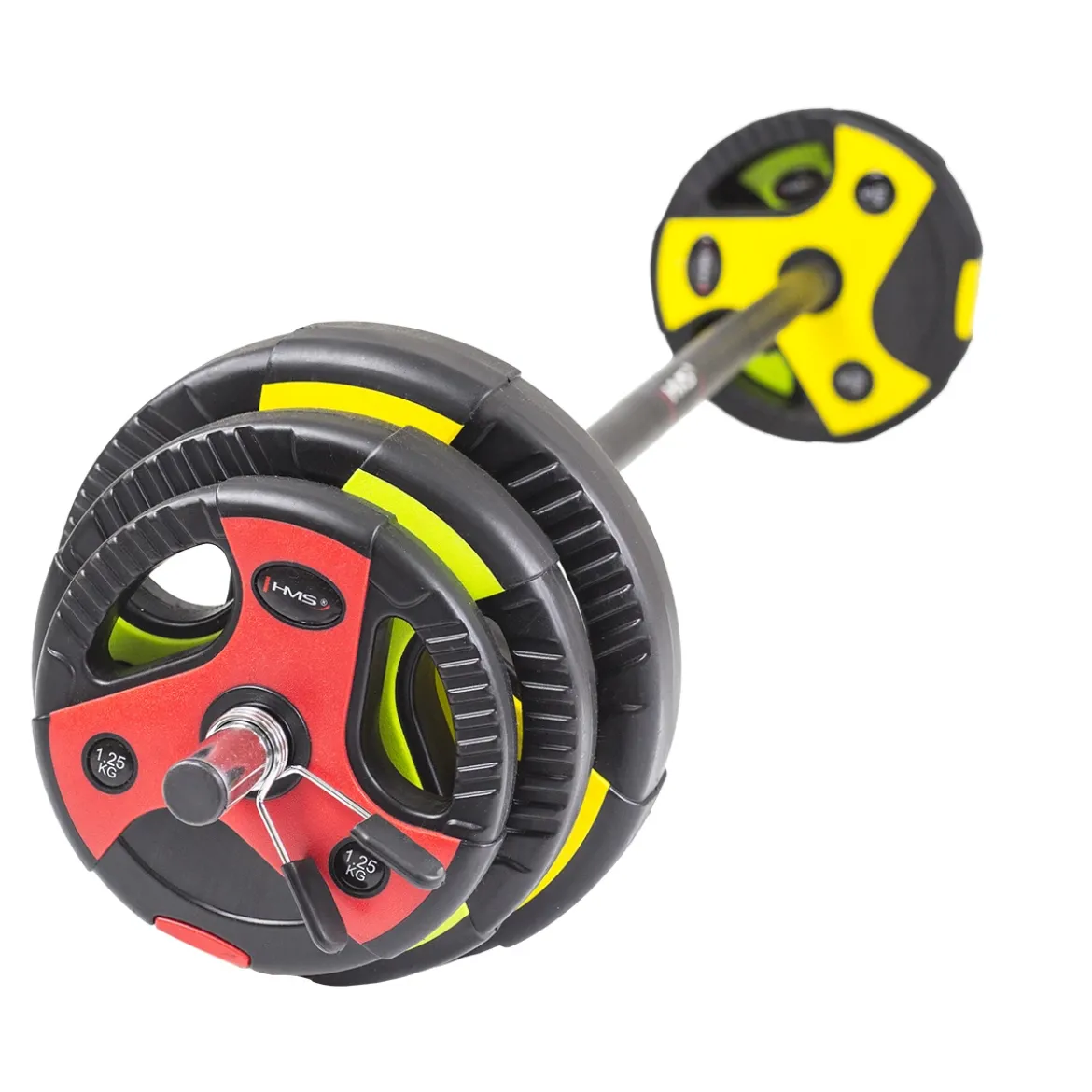 SZTANGA FITNESS Z TALERZAMI I ZACISKAMI SBP15 HMS