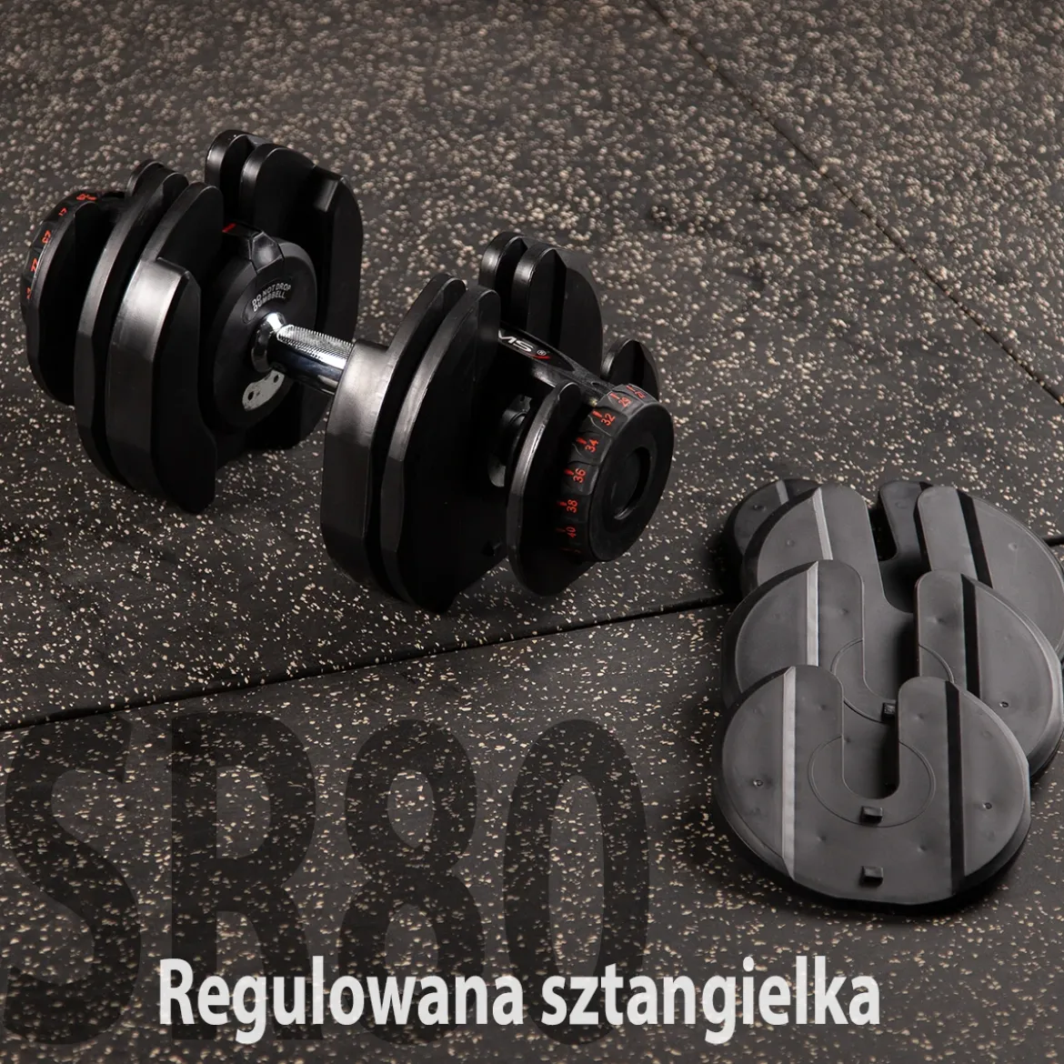 Sztangielka regulowana HMS SR80 40 kg z szybką regulacją obciążenia