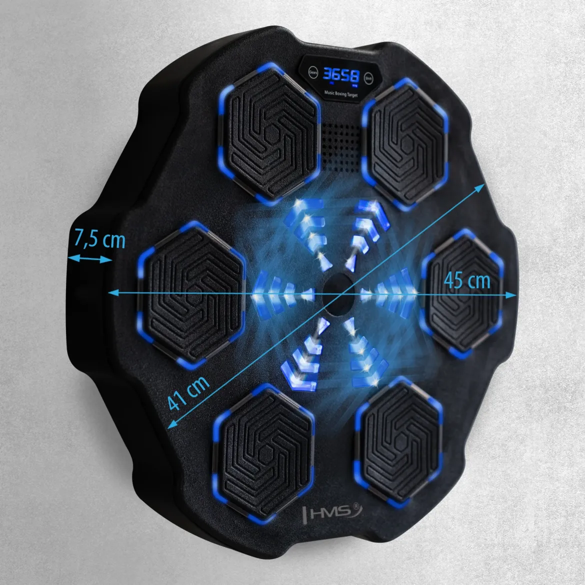 TB02 ELEKTRONICZNA TARCZA BOKSERSKA BLUETOOTH Z MUZYKĄ I RĘKAWICAMI HMS