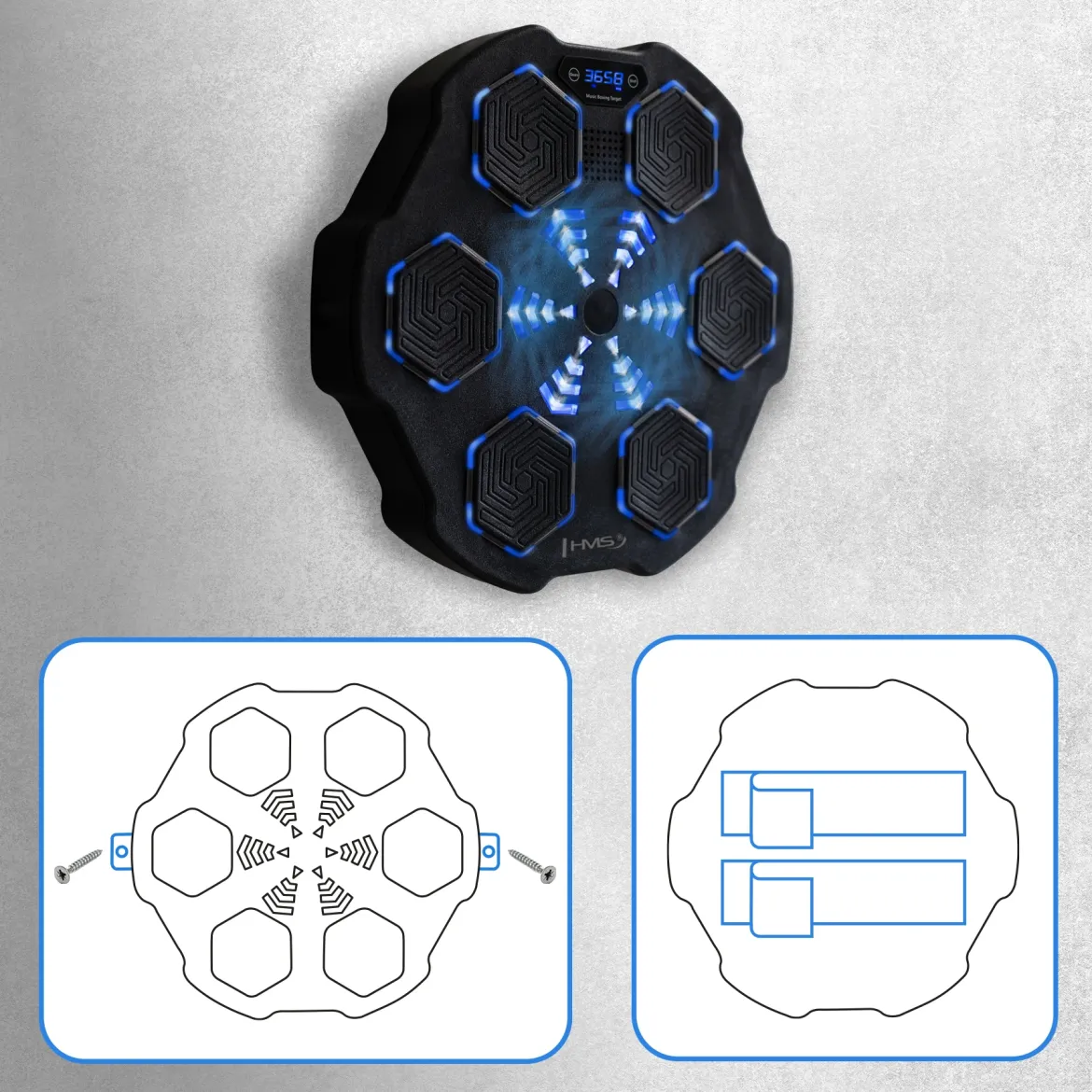 TB02 ELEKTRONICZNA TARCZA BOKSERSKA BLUETOOTH Z MUZYKĄ I RĘKAWICAMI HMS