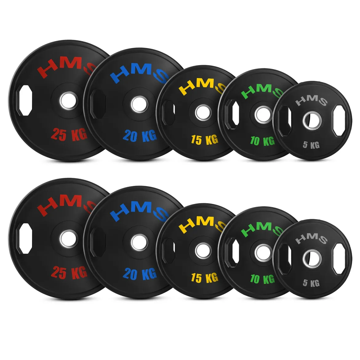 TOG ZESTAW TALERZY OLIMPIJSKICH OGUMOWANYCH 2 x 5 - 25 KG (150 KG) HMS