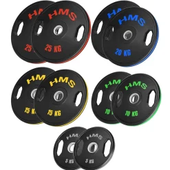 TOG ZESTAW TALERZY OLIMPIJSKICH OGUMOWANYCH 2 x 5 - 25 KG (150 KG) HMS