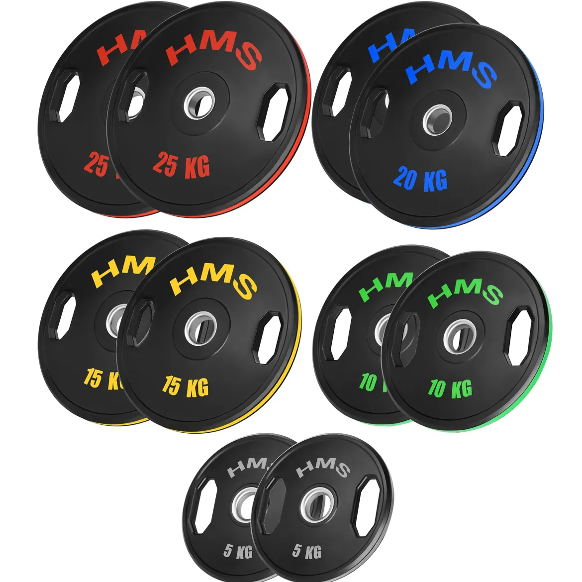 TOG ZESTAW TALERZY OLIMPIJSKICH OGUMOWANYCH 2 x 5 - 25 KG (150 KG) HMS