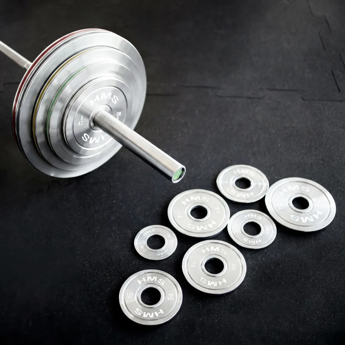 TOS ZESTAW TALERZY OLIMPIJSKICH STALOWYCH KALIBROWANYCH 2 x 0.25 - 25 KG (168 KG) HMS
